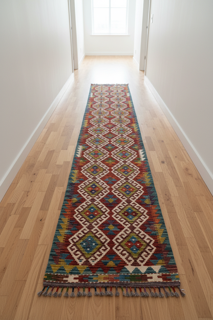 Handmade Hallway Kilim Rug in Corridor