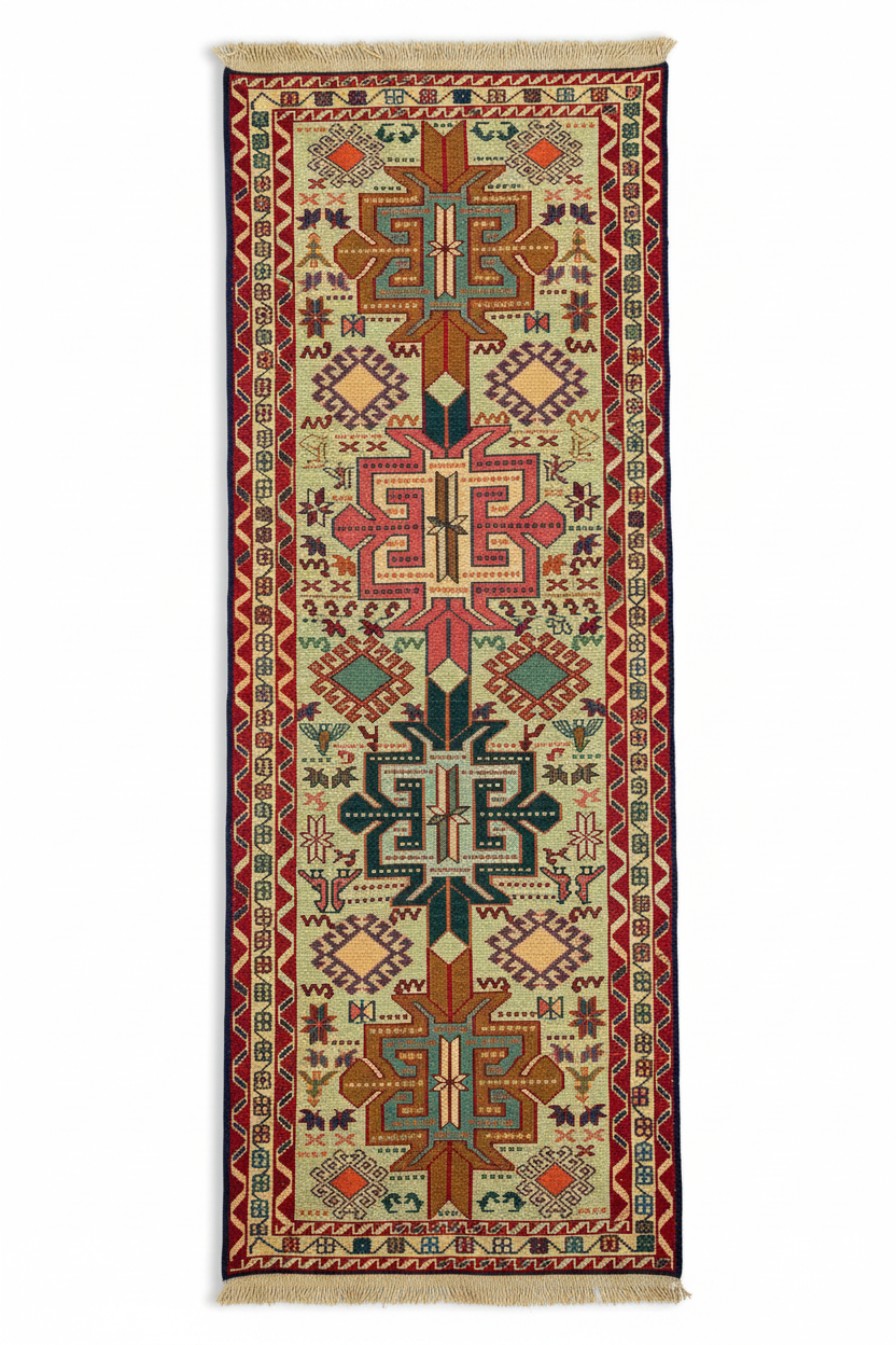 Handmade Soumak Kilim - Beyaz Gölgeli Arka Plan