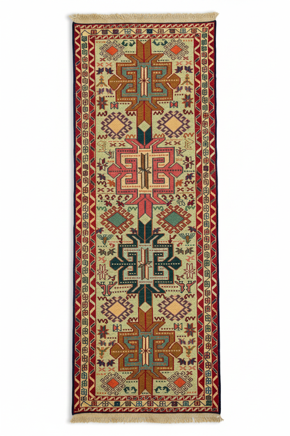 Handmade Soumak Kilim - Beyaz Gölgeli Arka Plan