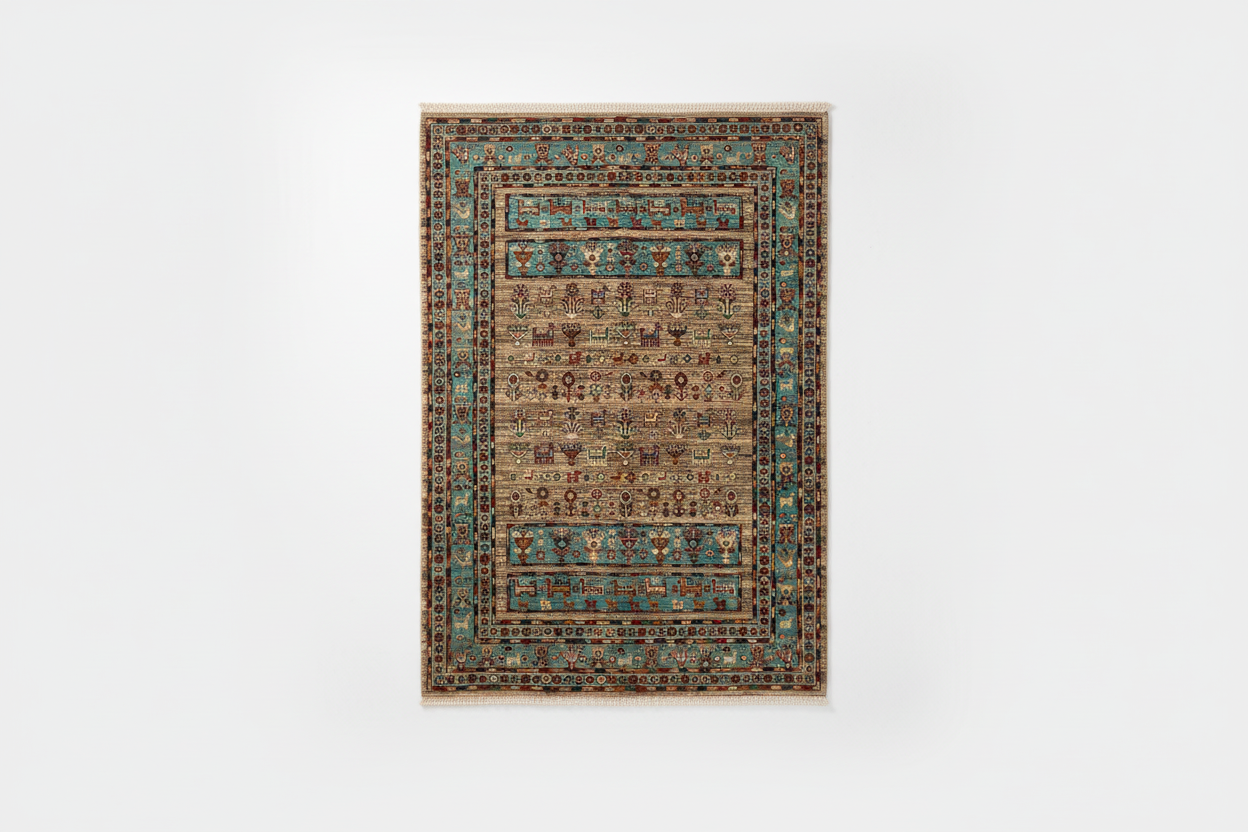 Handmade Turkish Carpet on White Background