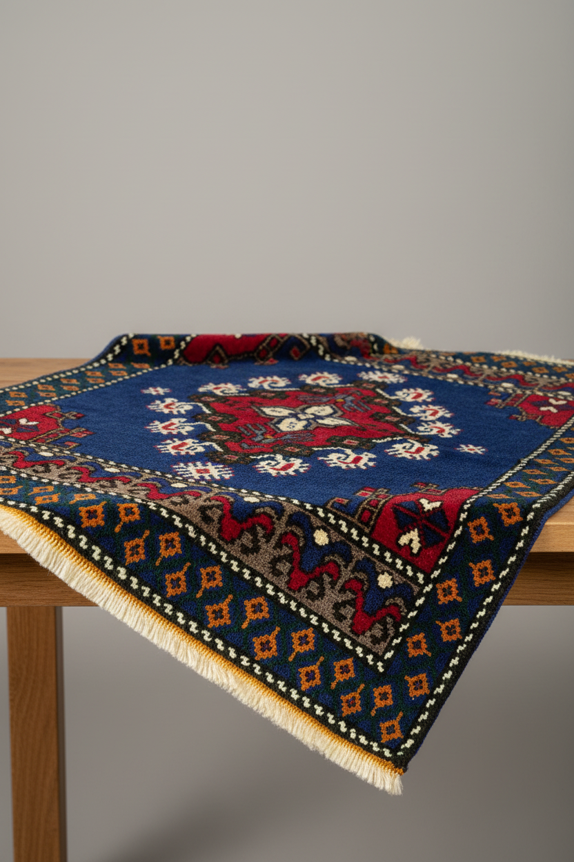 Handmade Turkish Rug – Folded on Table