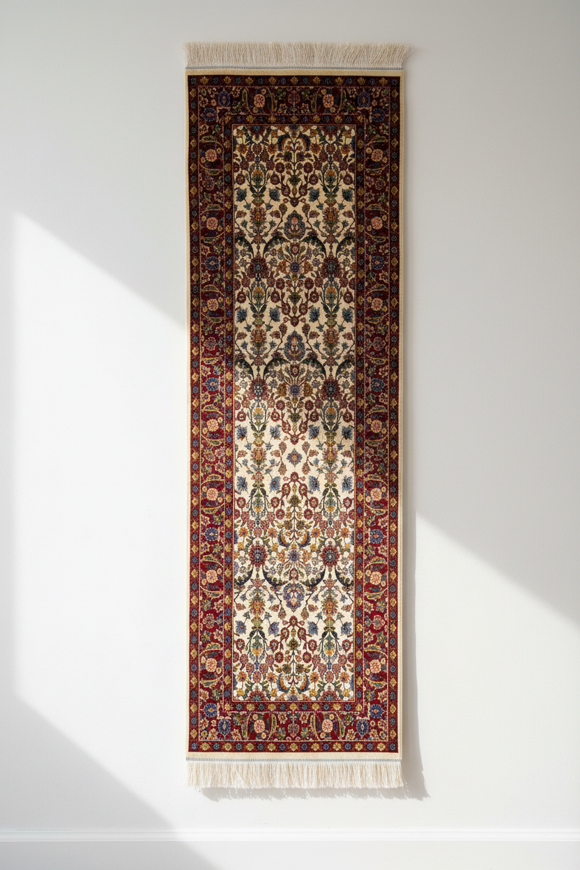 Hereke Silk Runner Rug - Beyaz Arka Plan