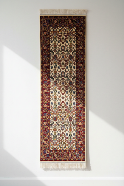 Hereke Silk Runner Rug - Beyaz Arka Plan