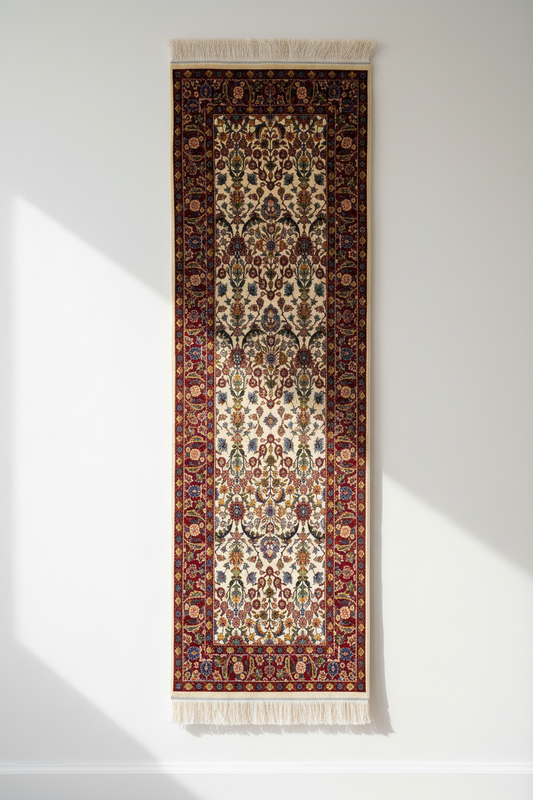 Hereke Silk Runner Rug - Beyaz Arka Plan