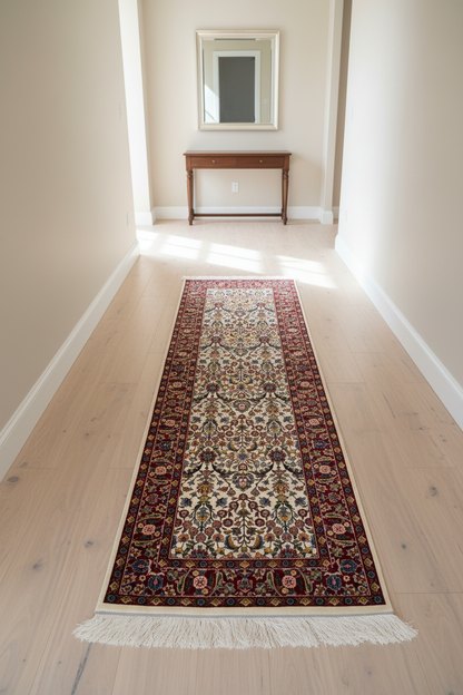 Hereke Silk Runner Rug - Hol Kuşbakışı