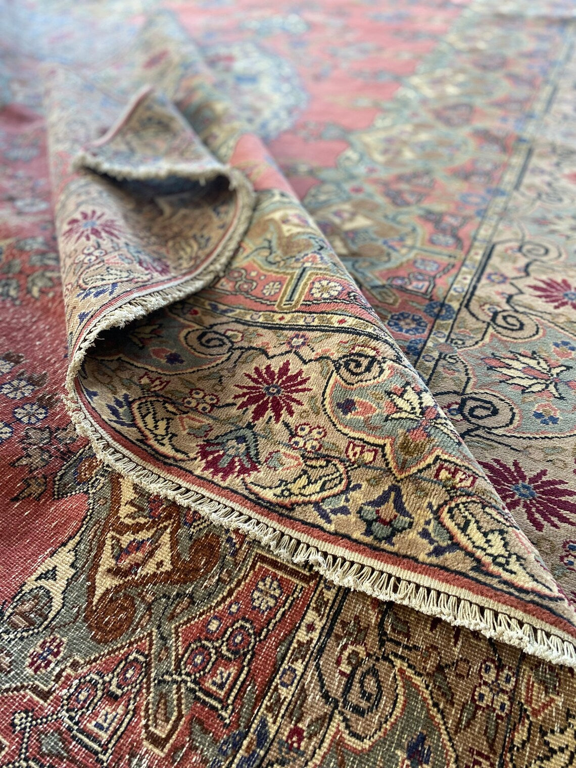 7x10 Exclusive Large Vintage Handmade Pink Oriental Rug