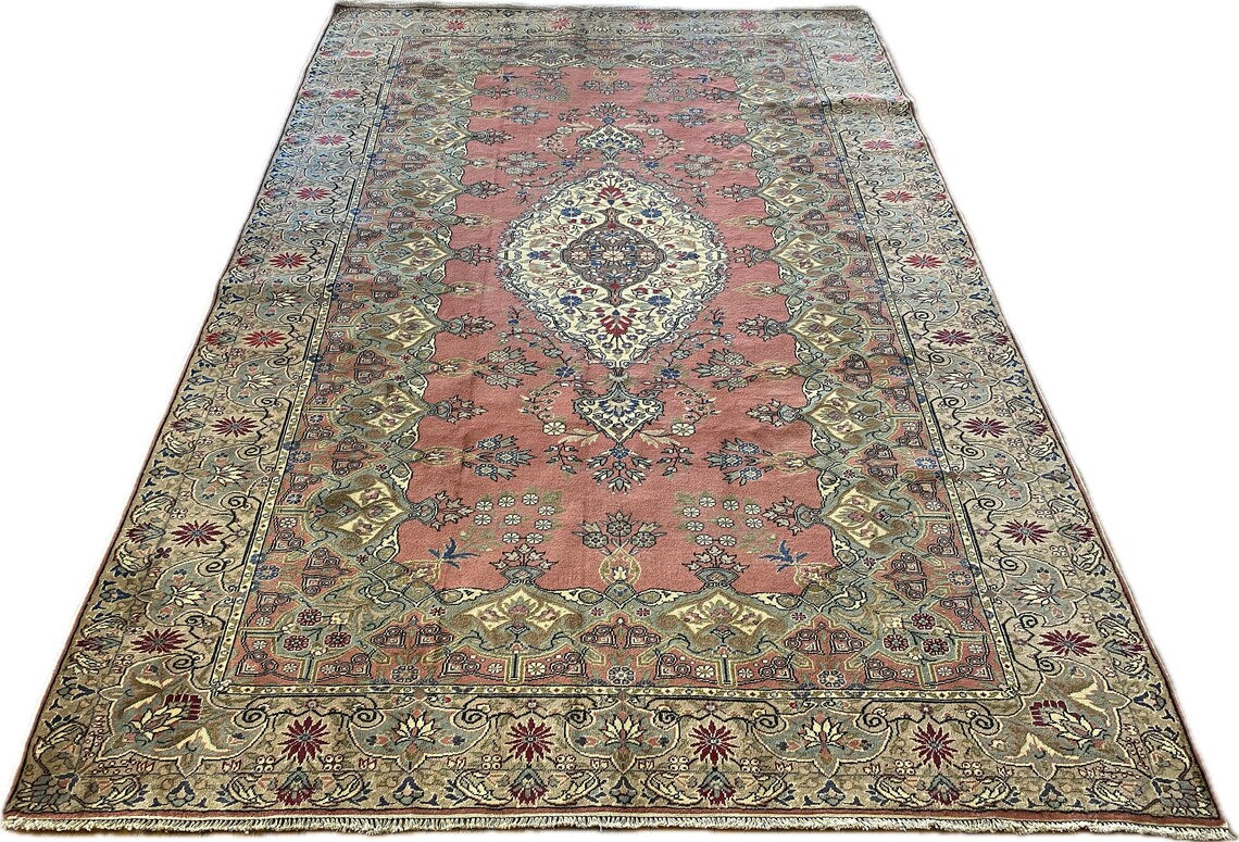 7x10 Exclusive Large Vintage Handmade Pink Oriental Rug