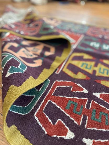 Natural Dye Cappadocia Kilim 3x4ft - Handwoven Turkish Rug Cappadocia Rug Collection