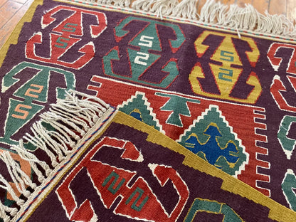 Natural Dye Cappadocia Kilim 3x4ft - Handwoven Turkish Rug Cappadocia Rug Collection