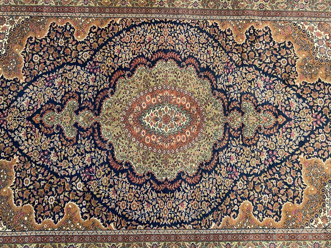 Vintage Turkish Salon Rug 7x10ft - Wool & Cotton Carpet Cappadocia Rug Collection