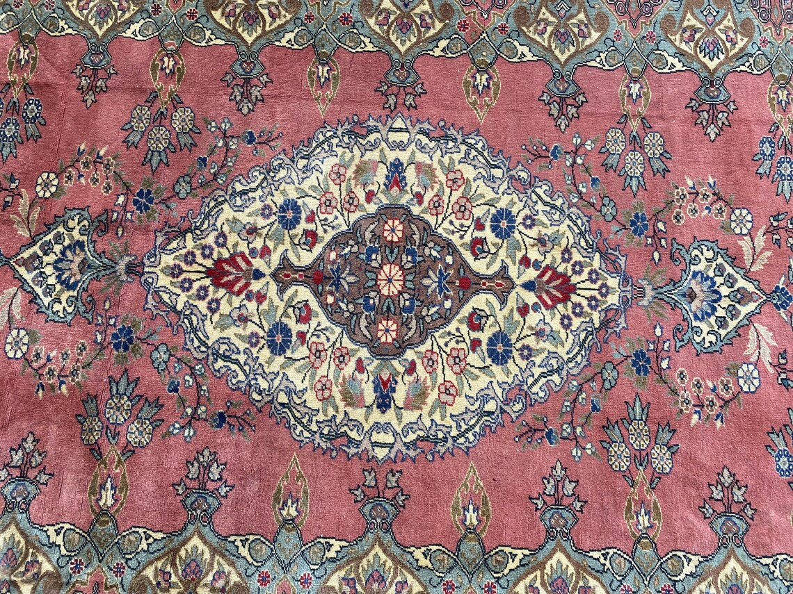 7x10 Exclusive Large Vintage Handmade Pink Oriental Rug