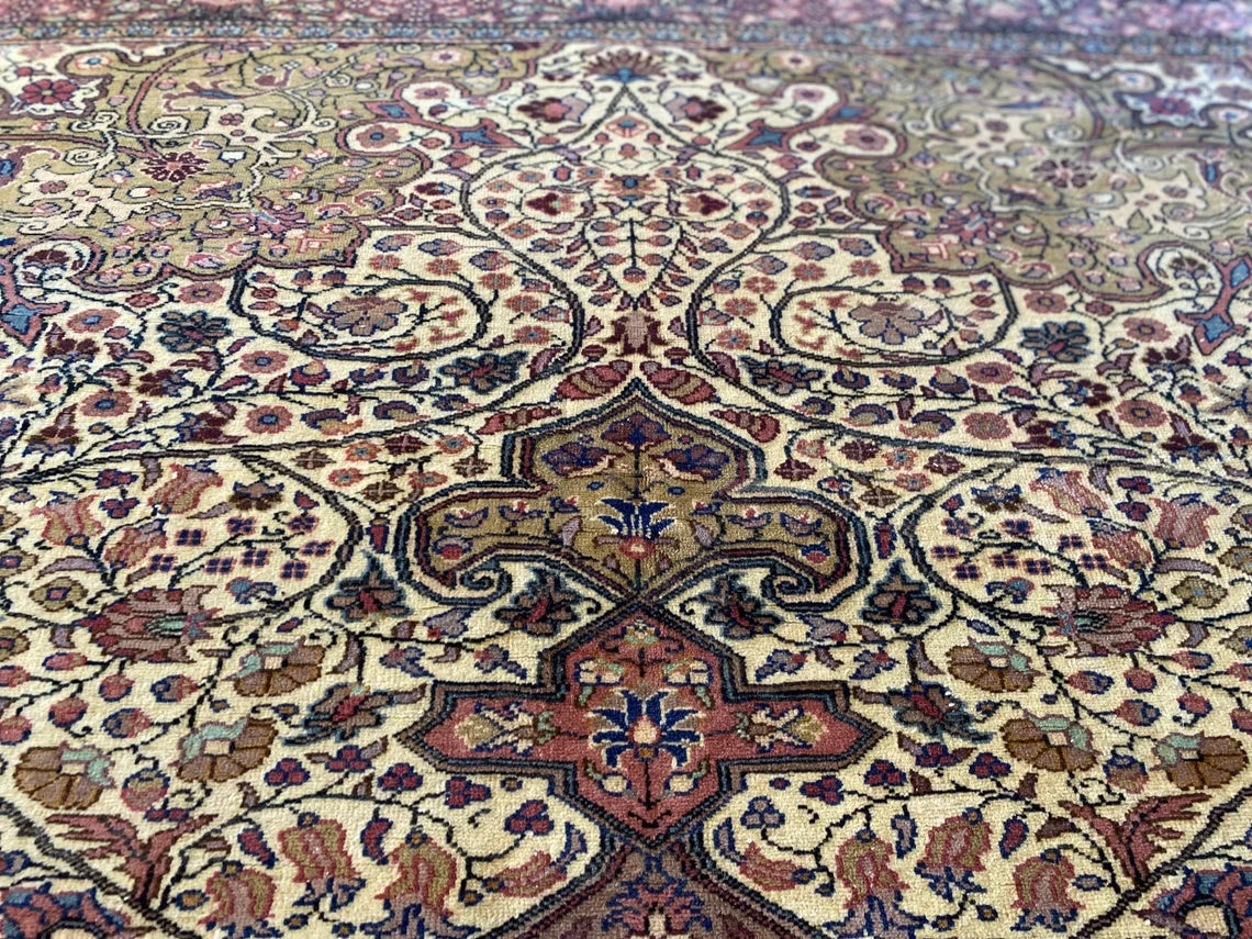 Exclusive Large Vintage Handmade Beige Oriental Rug 7x10ft Cappadocia Rug Collection
