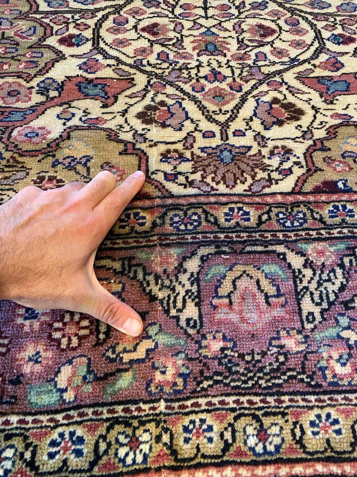 Exclusive Large Vintage Handmade Beige Oriental Rug 7x10ft Cappadocia Rug Collection