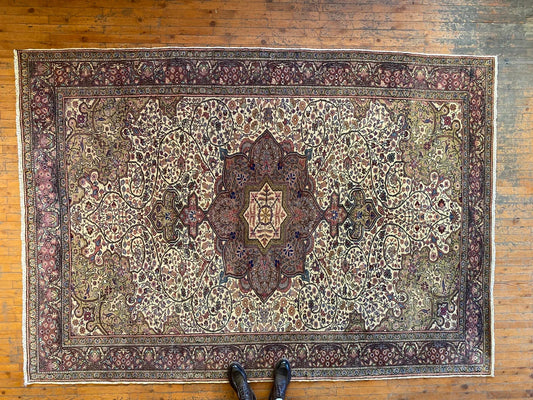 Exclusive Large Vintage Handmade Beige Oriental Rug 7x10ft Cappadocia Rug Collection