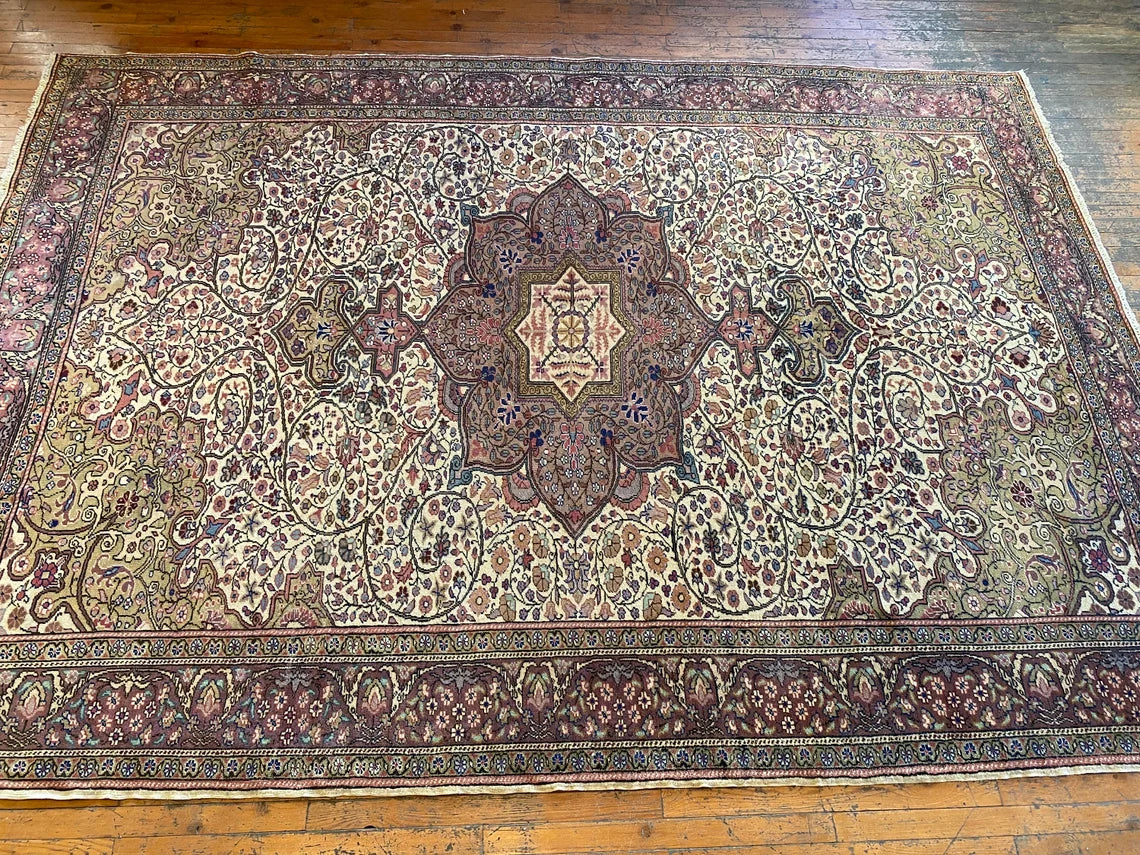 Exclusive Large Vintage Handmade Beige Oriental Rug 7x10ft Cappadocia Rug Collection