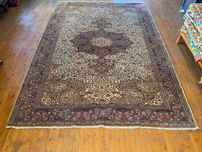 Exclusive Large Vintage Handmade Beige Oriental Rug 7x10ft Cappadocia Rug Collection