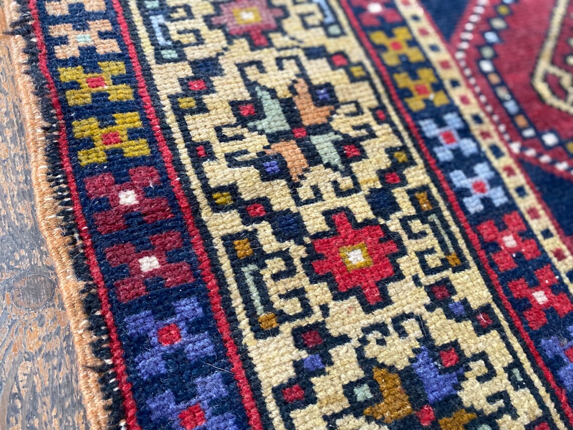 Semi-Antique Turkish Rug 3x6ft - Natural Dye Oushak Carpet Cappadocia Rug Collection