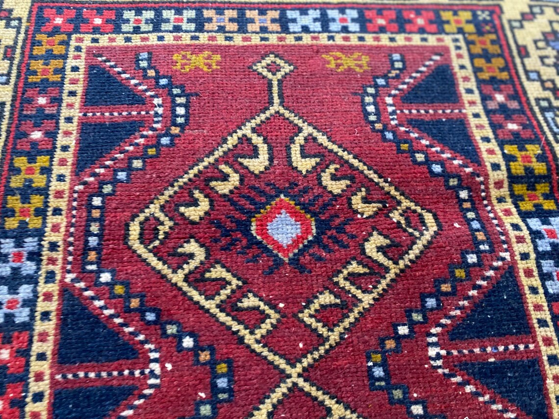 Semi-Antique Turkish Rug 3x6ft - Natural Dye Oushak Carpet Cappadocia Rug Collection