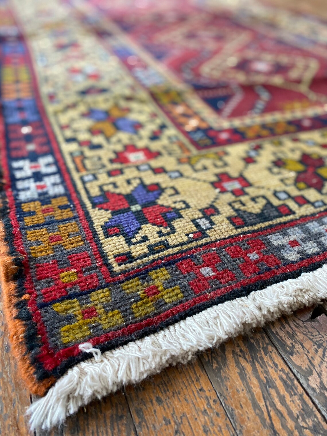 Semi-Antique Turkish Rug 3x6ft - Natural Dye Oushak Carpet Cappadocia Rug Collection