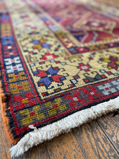 Semi-Antique Turkish Rug 3x6ft - Natural Dye Oushak Carpet Cappadocia Rug Collection
