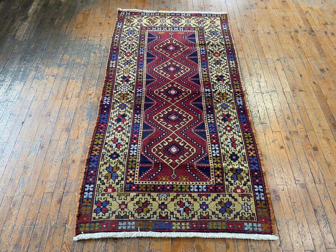 Alfombra turca tradicional semianatique de 3x6 pies