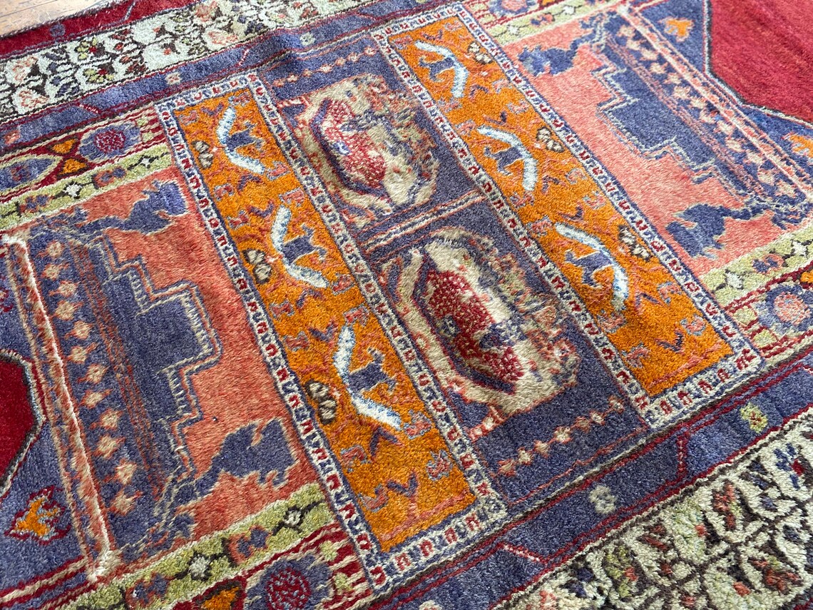 Exceptional Turkish Vintage Carpet 4x7ft Cappadocia Rug Collection