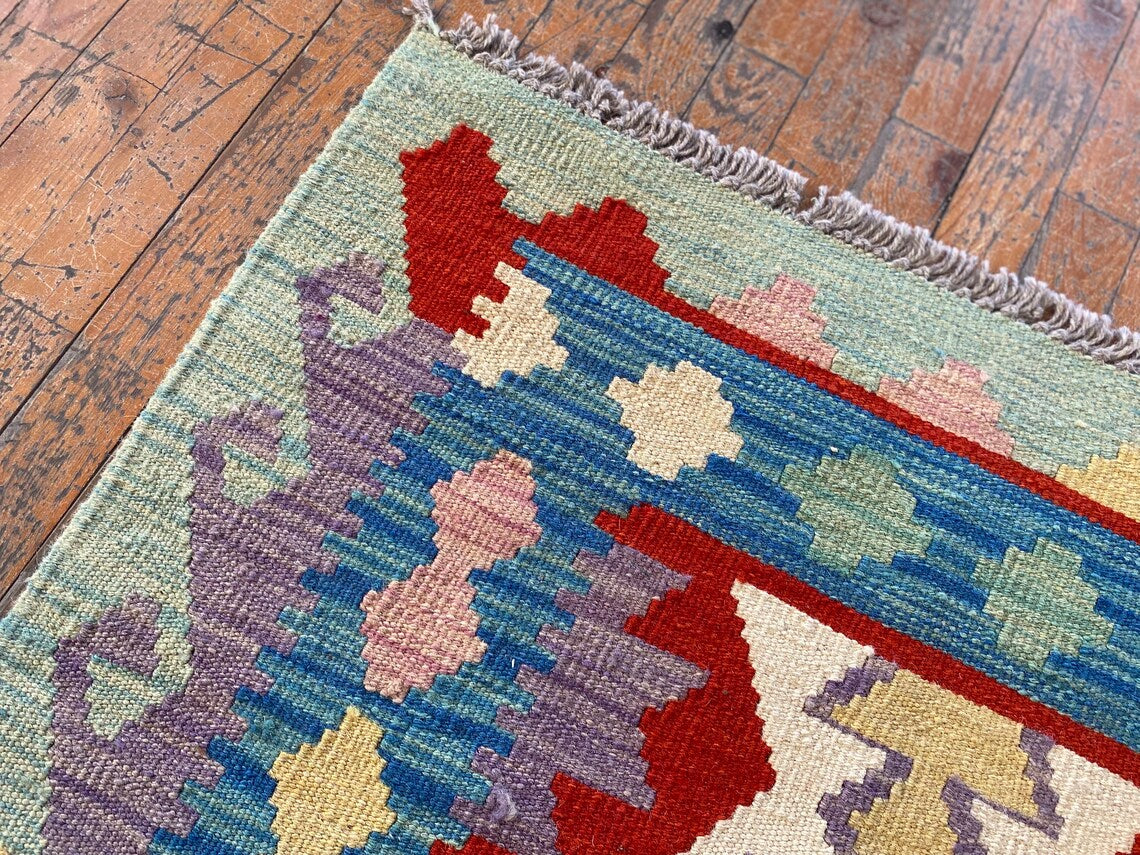 KILIM GEOMÉTRICO HECHO A MANO 3x5 pies