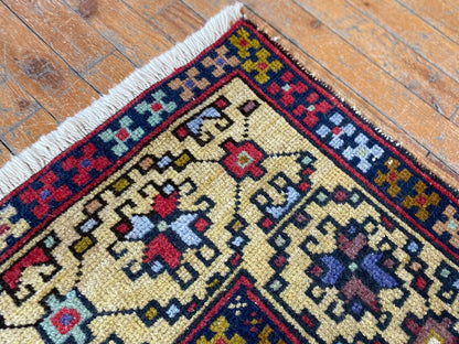 Semi-Antique Turkish Rug 3x6ft - Natural Dye Oushak Carpet Cappadocia Rug Collection
