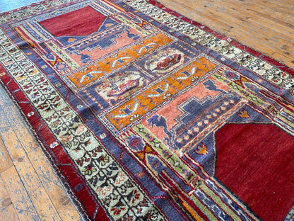 Exceptional Turkish Vintage Carpet 4x7ft Cappadocia Rug Collection