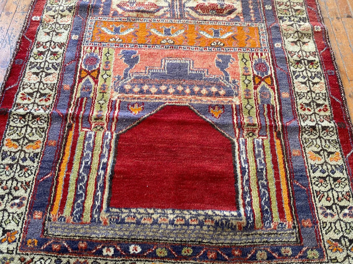 Exceptional Turkish Vintage Carpet 4x7ft Cappadocia Rug Collection