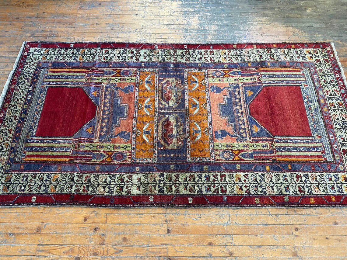 Exceptional Turkish Vintage Carpet 4x7ft Cappadocia Rug Collection