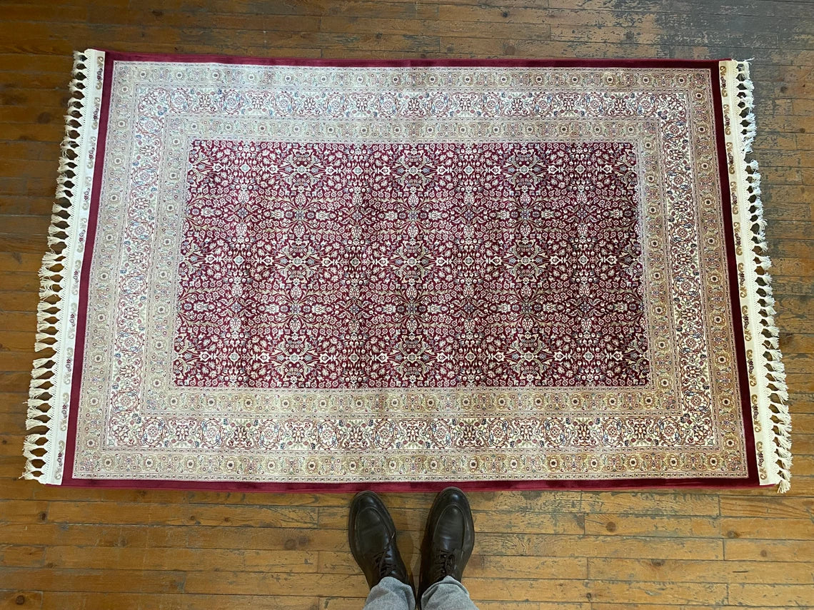 Floral Pattern Silk Carpet 4x6ft (120x180cm) - Luxury Turkish Area Rug Cappadocia Rug Collection