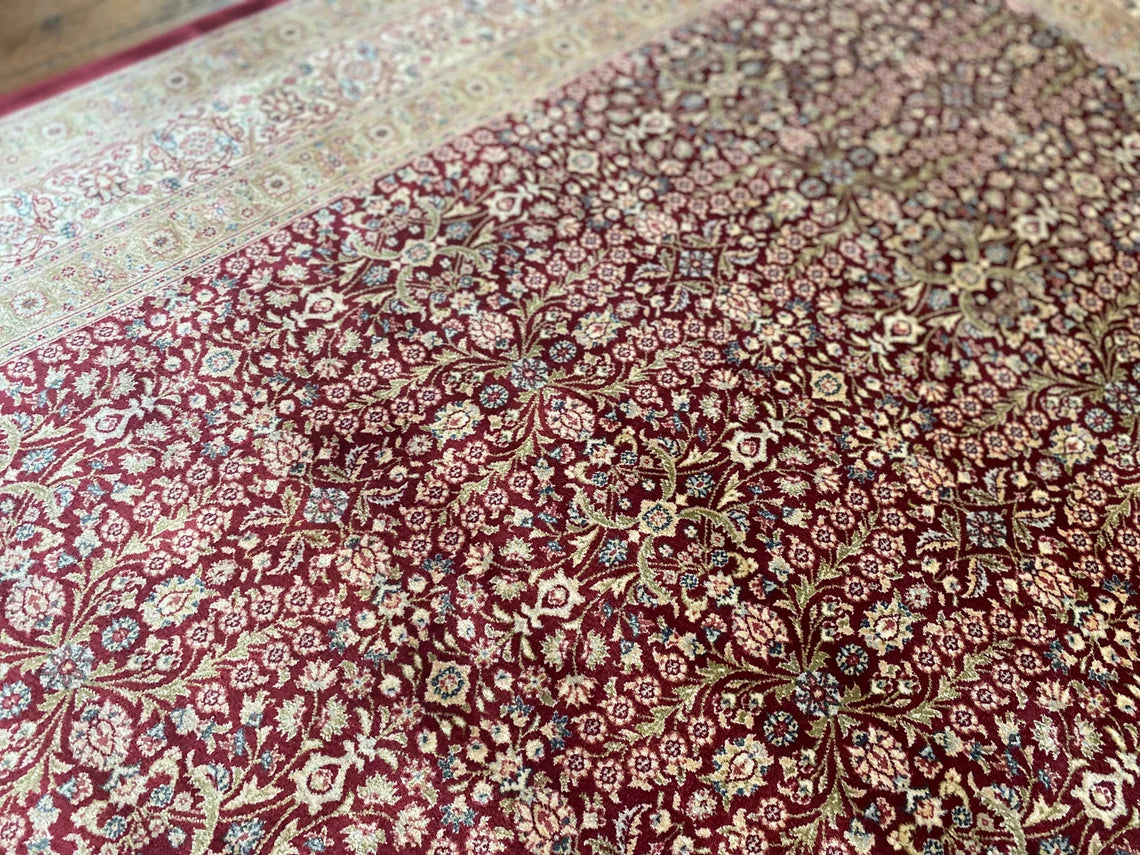 Floral Pattern Silk Carpet 4x6ft (120x180cm) - Luxury Turkish Area Rug Cappadocia Rug Collection