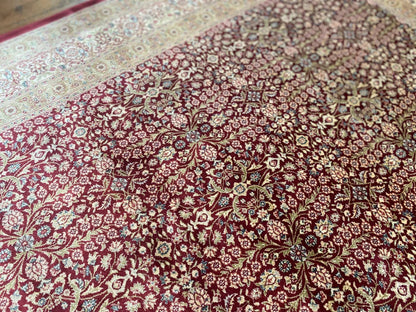 Floral Pattern Silk Carpet 4x6ft (120x180cm) - Luxury Turkish Area Rug Cappadocia Rug Collection