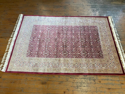 Floral Pattern Silk Carpet 4x6ft (120x180cm) - Luxury Turkish Area Rug Cappadocia Rug Collection