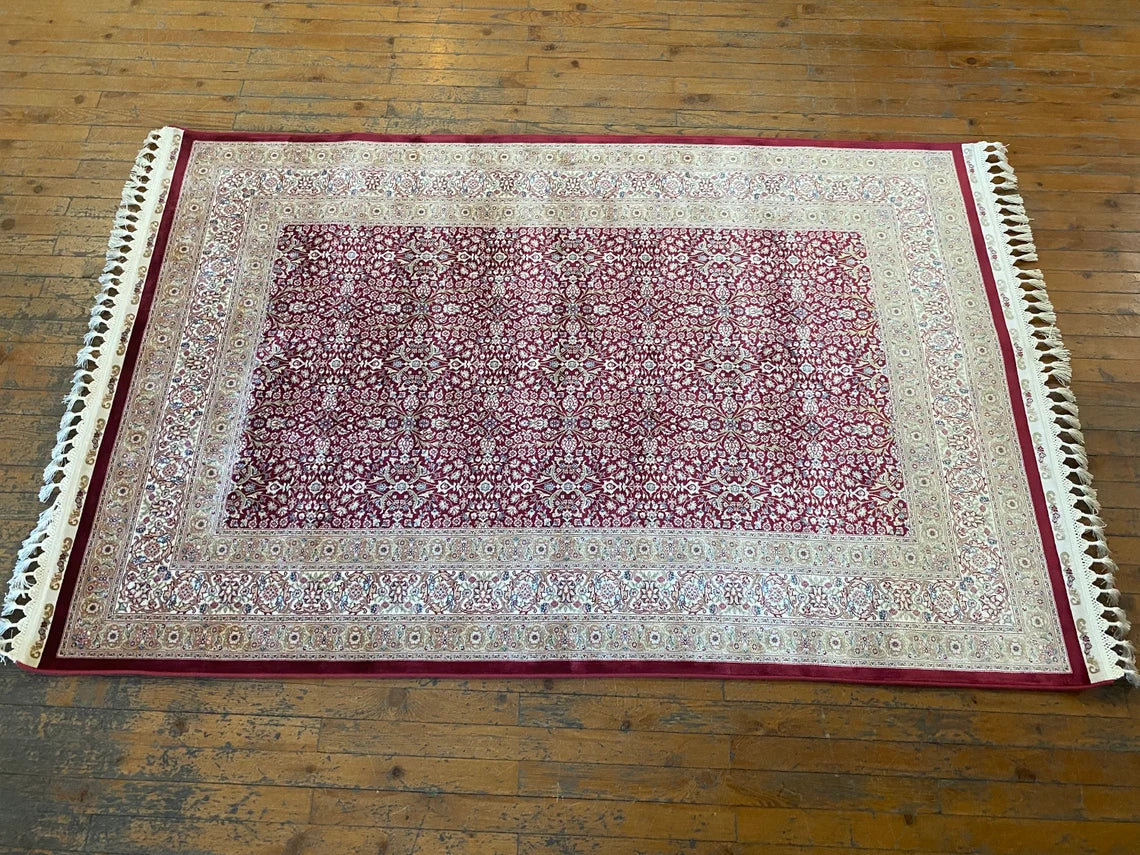 Floral Pattern Silk Carpet 4x6ft (120x180cm) - Luxury Turkish Area Rug Cappadocia Rug Collection
