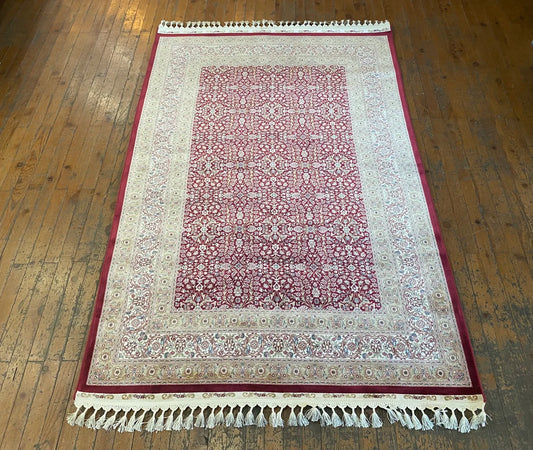Floral Pattern Silk Carpet 4x6ft