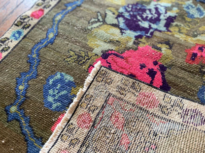 Floral Turkish Handmade Carpet 3x4ft - Wool Area Rug Cappadocia Rug Collection