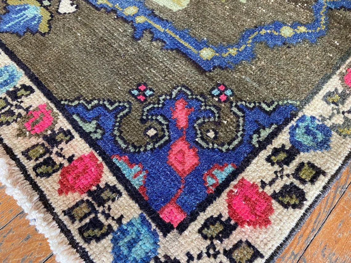 Floral Turkish Handmade Carpet 3x4ft - Wool Area Rug Cappadocia Rug Collection