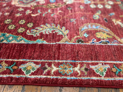Red Floral 3x4ft Oushak Rug - Natural Dye Handmade Carpet Cappadocia Rug Collection