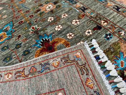Green Floral 3x5ft Oushak Rug - Natural Dye Turkish Carpet Cappadocia Rug Collection