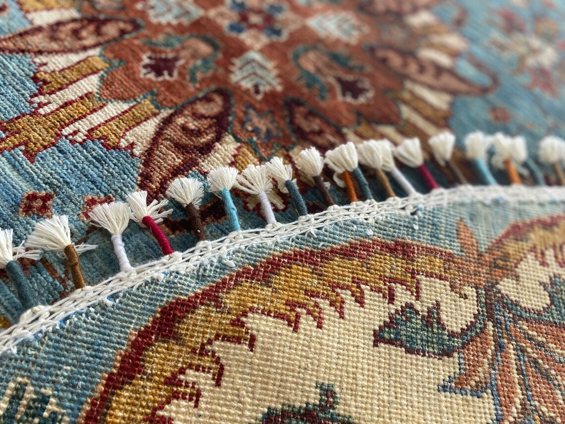 5x5 Square Oushak Rug - Natural Dye Handmade Turkish Wool Carpet Cappadocia Rug Collection