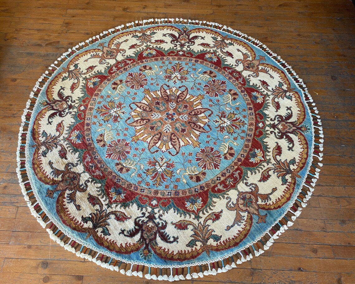 5x5 Square Oushak Rug - Natural Dye Handmade Turkish Wool Carpet Cappadocia Rug Collection