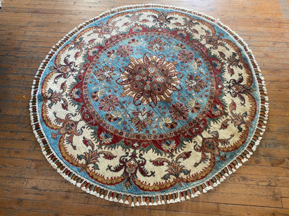 5x5 Square Oushak Rug - Natural Dye Handmade Turkish Wool Carpet Cappadocia Rug Collection