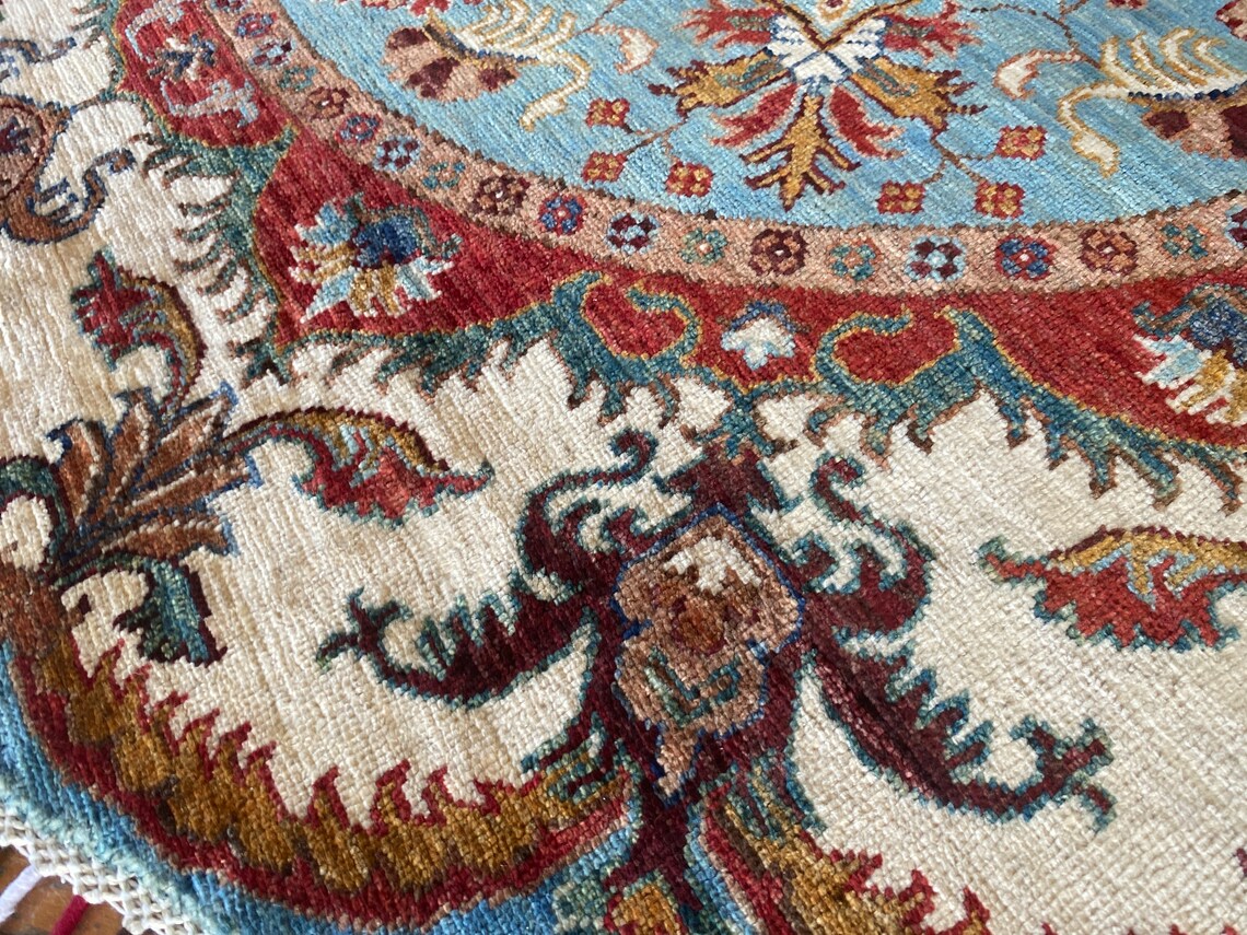 5x5 Square Oushak Rug - Natural Dye Handmade Turkish Wool Carpet Cappadocia Rug Collection