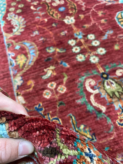Red Floral 3x4ft Oushak Rug - Natural Dye Handmade Carpet Cappadocia Rug Collection