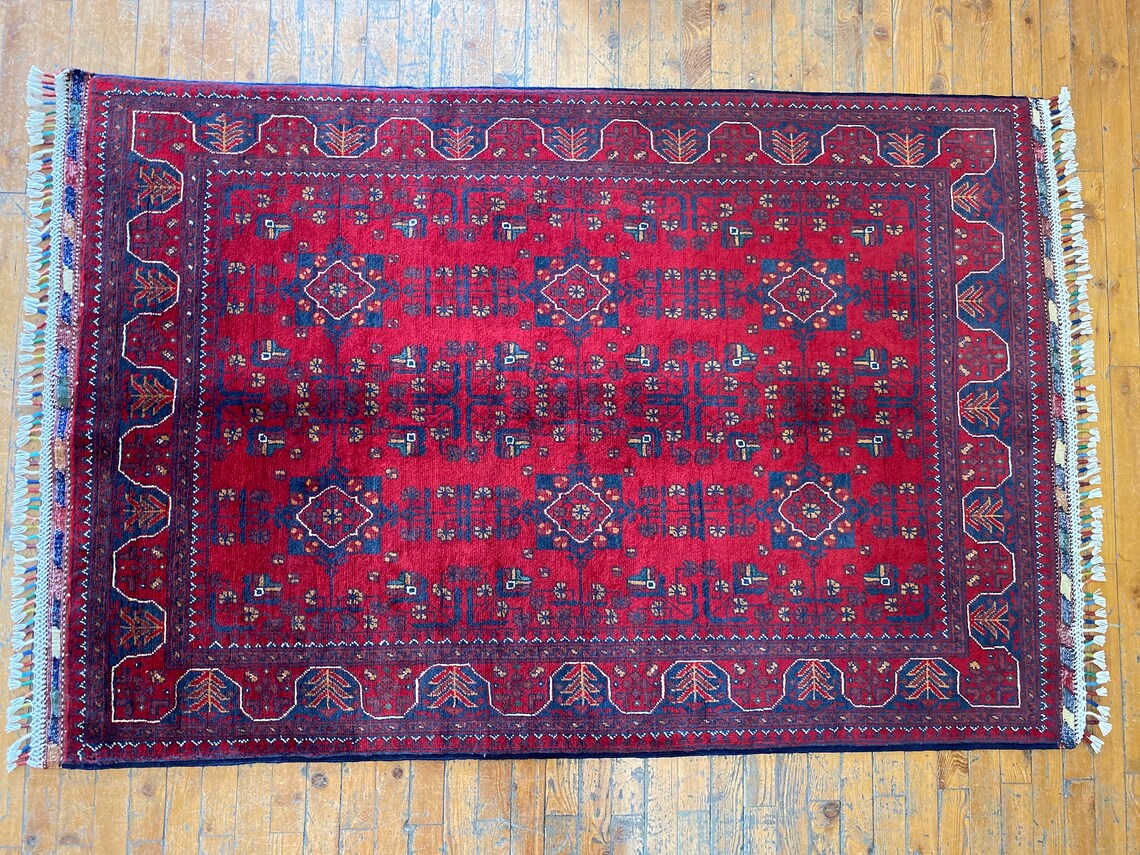 4x6ft Natural Dye Turkish Rug - Handmade Angora Wool Carpet Cappadocia Rug Collection