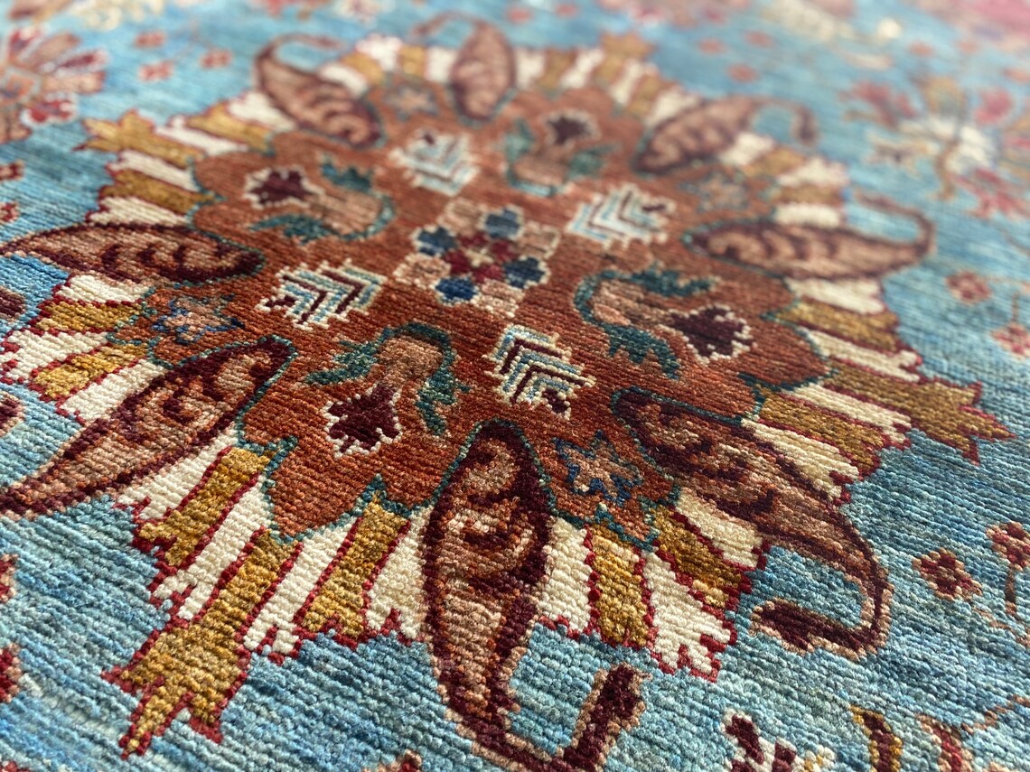 5x5 Square Oushak Rug - Natural Dye Handmade Turkish Wool Carpet Cappadocia Rug Collection