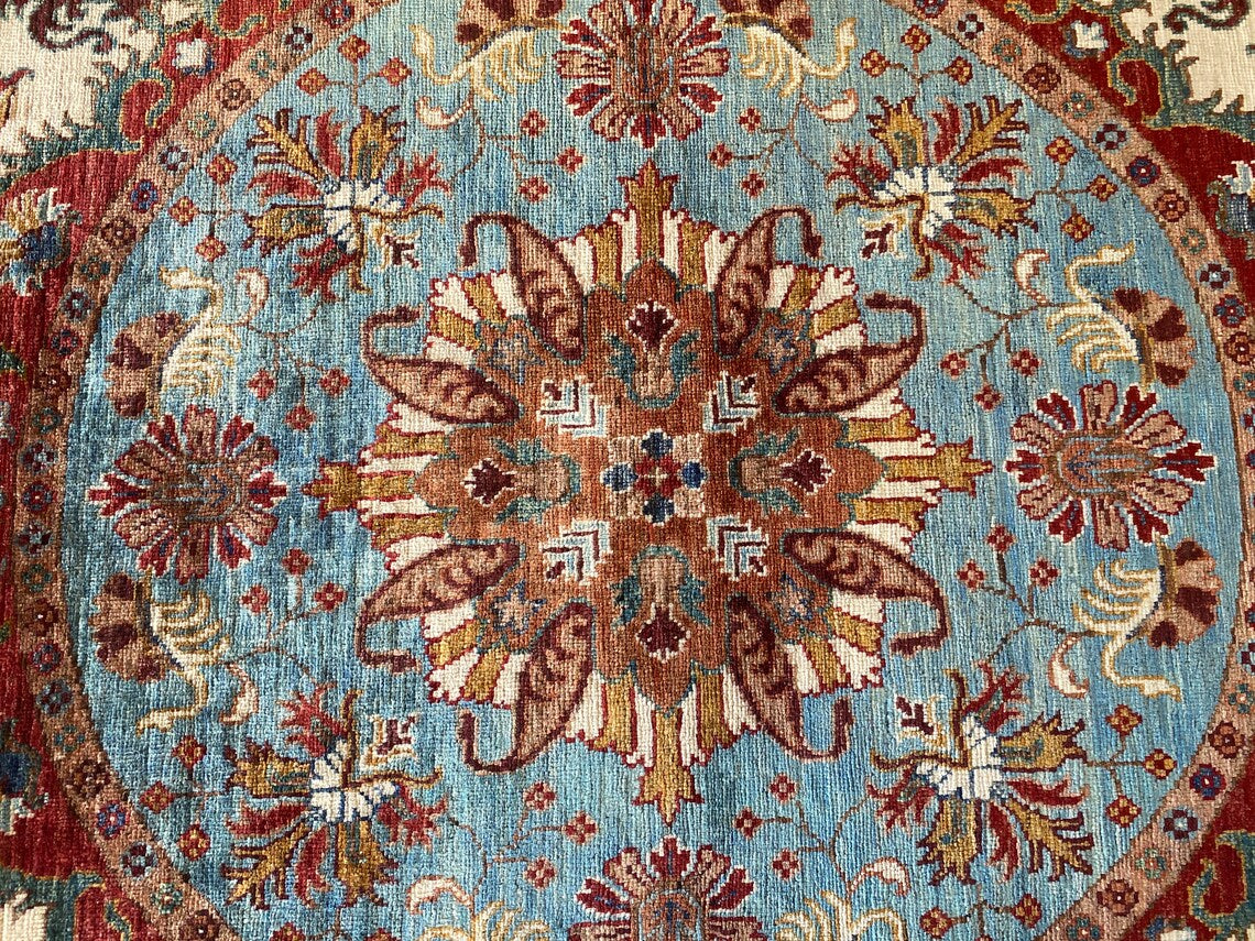5x5 Square Oushak Rug - Natural Dye Handmade Turkish Wool Carpet Cappadocia Rug Collection