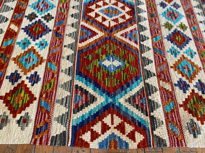 Kilim étnico hecho a mano de 3 x 10 pies para pasillo